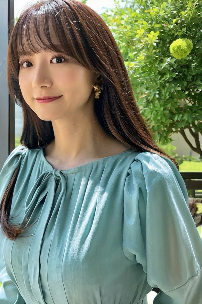 ((Highest quality)), ((masterpiece)), (detailed),Perfect Face,Japanese,Fair skin,Upper Body,Long Hair,Women's Ana Style,blouse,Mature Woman