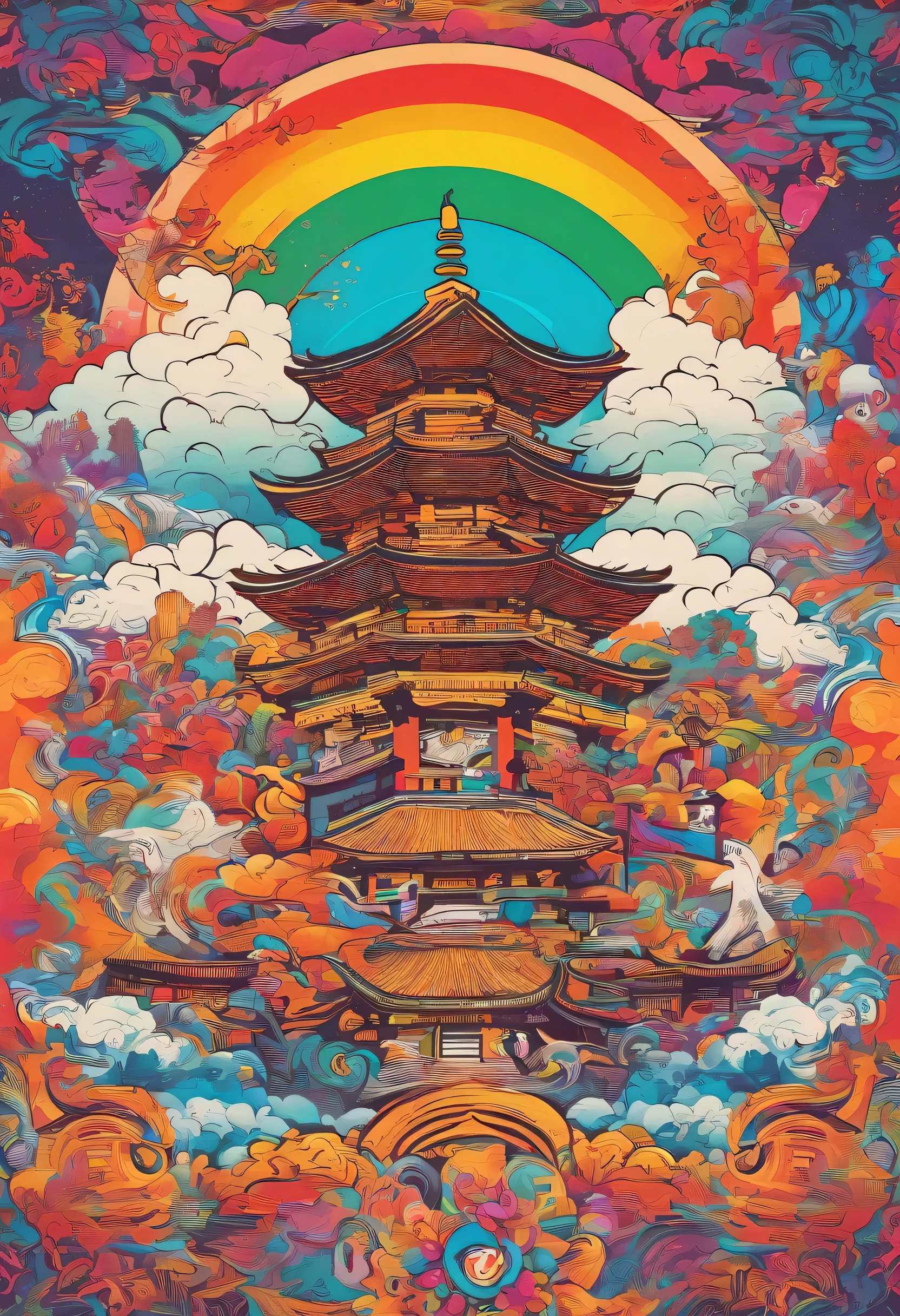 Illustration of the Seven Gods of Good Fortune in Japan
calligraphy-like single stroke design
Dharma is painted in rainbow colors with gradation
The Seven Gods of Good Fortune are smiling.
A gorgeous design that brings happiness to the viewer
Pretty cool
chic and modern design
White background
4k