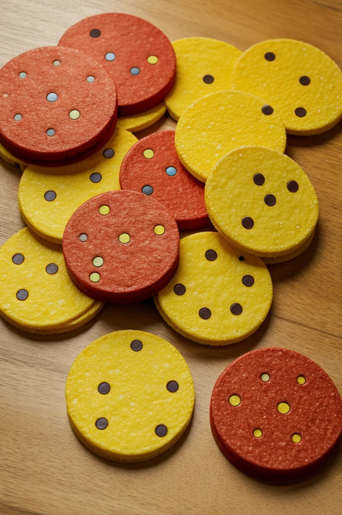 The animated chips, one red and one yellow