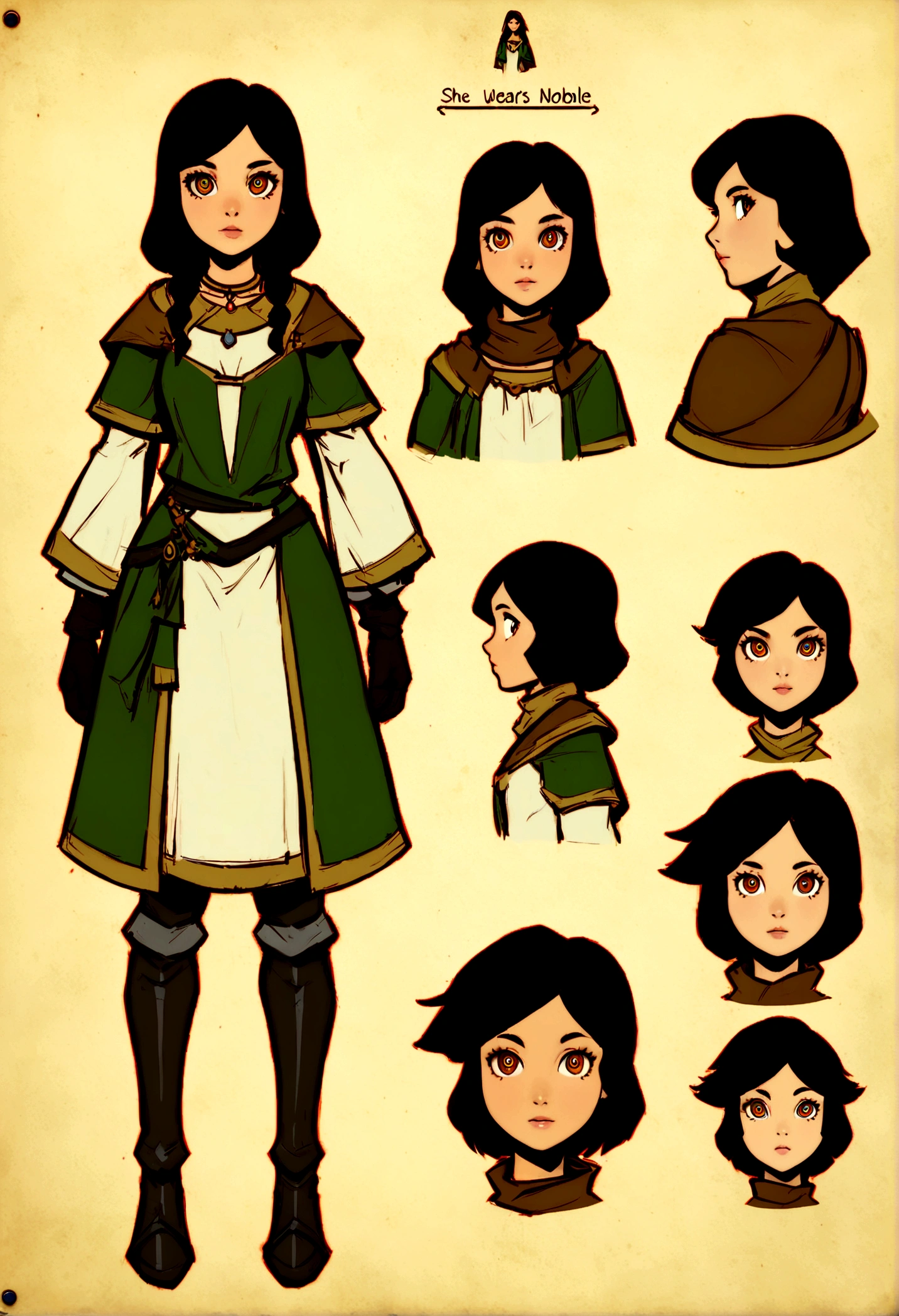 (full body of a medieval woman with a Hajib, She wears noble clothes and has brown eyes ), (innocent features)(cicatriz), ((good detailed eyes)) rosto ultra detaild, rpg concept art, art by greg rutkowski, art by ruan jia, arte de Ilya kuvshinov, ambiente darker, darker, character sheet, ultra detaild, ultra quality