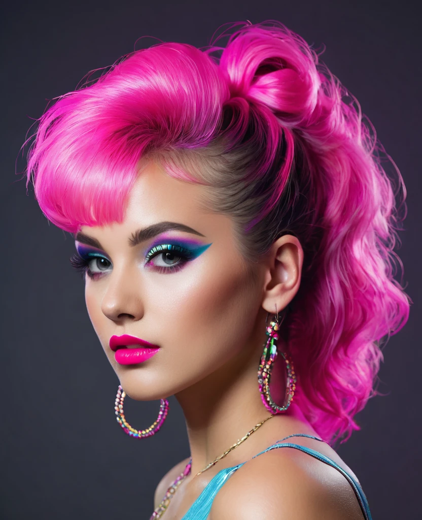 Create a prostitute with an 80s hairstyle for my video game 