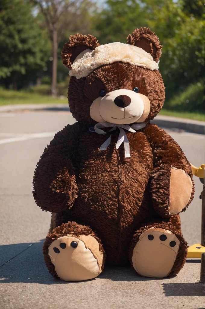 A tattered, soaked stuffed bear