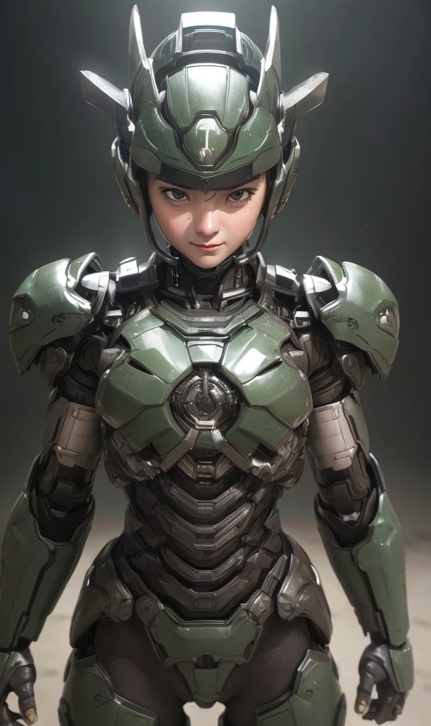 Textured skin, Super detailed, Attention to detail, high quality, 最high quality, High resolution, 1080P, hard disk, beautiful,(War Machine),beautifulサイボーグ女性,Dark Green Mecha Cyborg Girl,battle,Girl with a mechanical body,、Thick eyebrows　middle School girls　Boyish short hair、Sweaty brown eyes、Sweaty face、Expressions of joy　Blushing　Open mouth laughing　very loud laugh　Cute Smile　Black-haired　((Steam coming out of the head)) (Steam coming out of the whole body) Cool pose　Gloss　Sweat flying