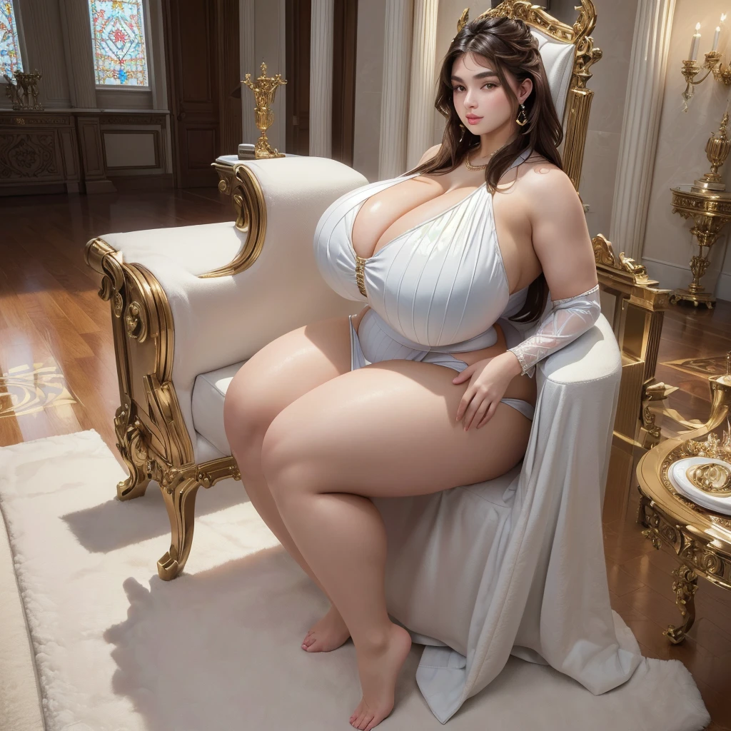 (masterpiece, best quality:1.2), 1girl, solo, a woman  posing for a picture in a room, beautiful face, shiny eyes,  powerful and huge, giant stunning goddess shot, thicc, thick body, voluptuous body, voluptuous and arousing, beautiful thick female, exaggeratedly large physique, hyperrealistic full figure,  goddess, strong and imposing, voluptuous figure, enormous in size, atlethic, muscular