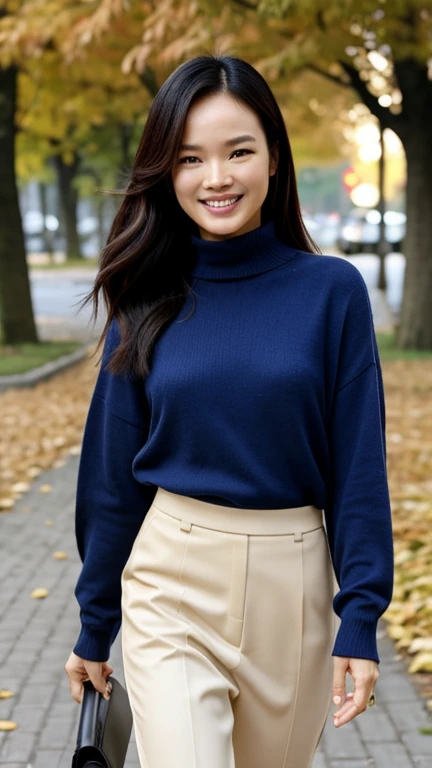Shu Qi wearing light clothes in autumn and smiling