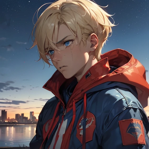 (master piece, best high quality image, very good detailed image, very good detailed character, very good detailed background, very detailed textures, carefully detailed and textures, charactercalone)
{{((1:character: 25 years old blonde boy, (fair skin, light-blue eyes, short blonde hair, sad face, devastated demeanor, impotent, crying screaming face), (red-blue hood jacket), (night sky, modern buenos aires-argentina city))}}