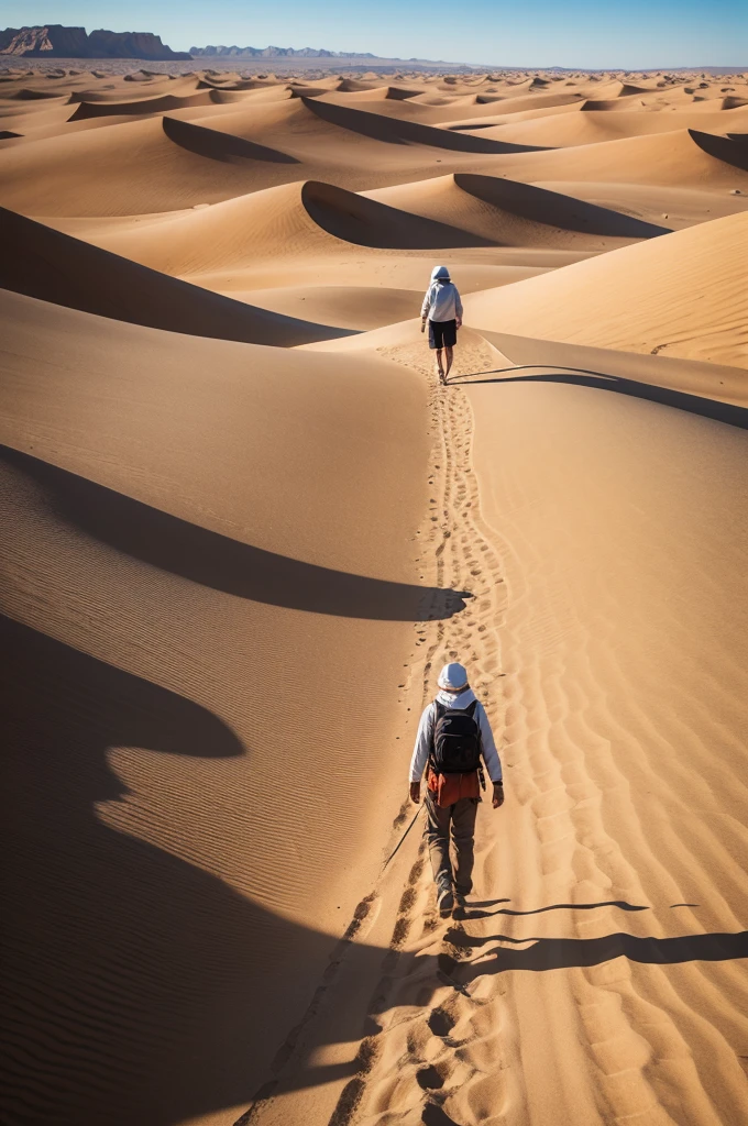 An image of someone walking in the desert