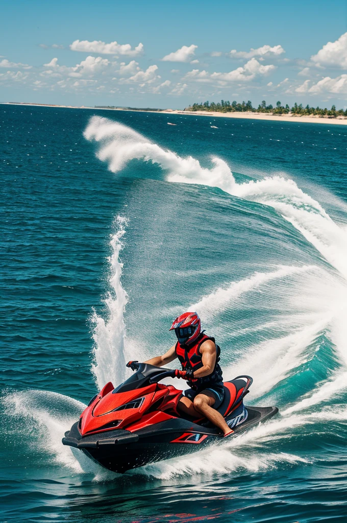 Dragon de profile sur un jet ski