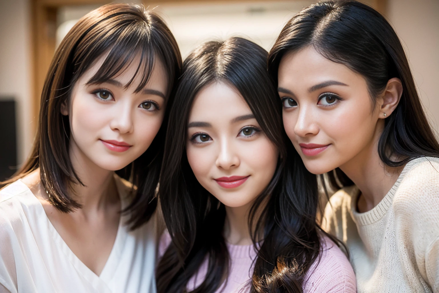 ((Highest quality、8K、masterpiece:1.3))、Slim Model、cute、Slim Couple、Model Couple、The best smile、Happy Smile、45 years old 42 years old、Shortcuts、Upper Body、(Realistic, Intricate details:1.2), Beautiful Model、Beautiful actress, (Brown Hair), (White skin),full-course dinner、Wine Party、Amazing view of the sunset sky and clouds、Sweet eye angle, Ultra HD 8K, Ultra-realistic, photograph, Cinematic, photograph, Wide-angle, Detailed Visuals, 3D Rendering, Soft texture, Realistic, Close up zoom in, (Front view), ((View your viewers)), Perfect corner angle, Thin lips, Natural Beauty, (soft and super White skin), Perfect Skin, (masterpiece), (Beautiful attention to detail), (Makes your face smaller), No makeup, Skinny Wine Bottle、Champagne、sparkling wine、Two beauties、Brown Hair、Shortcuts、Long sleeve shirt、dress、