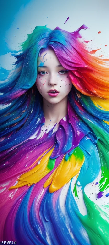 (level difference:1.8),(Paint colliding and splashing on the canvas),(depth of field),1girl's side face blends into it,(side face),open mouth,(liquid paint rainbow hair:1.1) made of paint and defies gravity,thick flowing,(paint splatter:1.3),Liquid state,stunningly beautiful, masterpiece, detailed background,ultra high quality model, ethereal background,abstract beauty, explosive volumetric, oil painting,heavy strokes,Romantic lighting,Sub-Surface Scatterring,lens 135mm,f1.8,glow,8k,high resolution, dreamy,ray tracing,hdr,god rays,