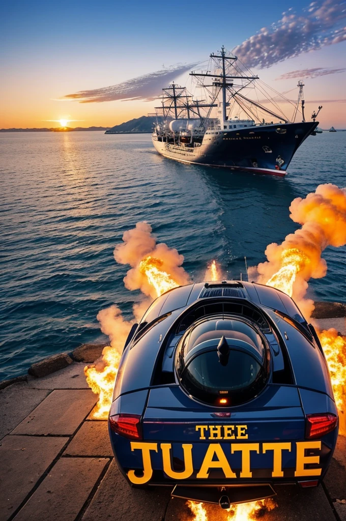 Create image the show in front WE WANT JUSTICE and in the background there is a war between Port and rich guy