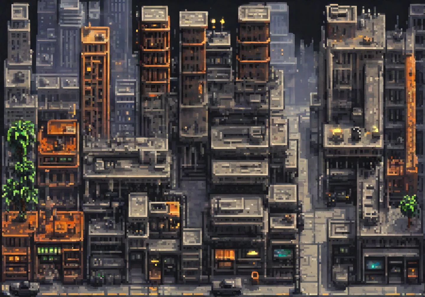 pixel art, gotham city sprite sheet hd