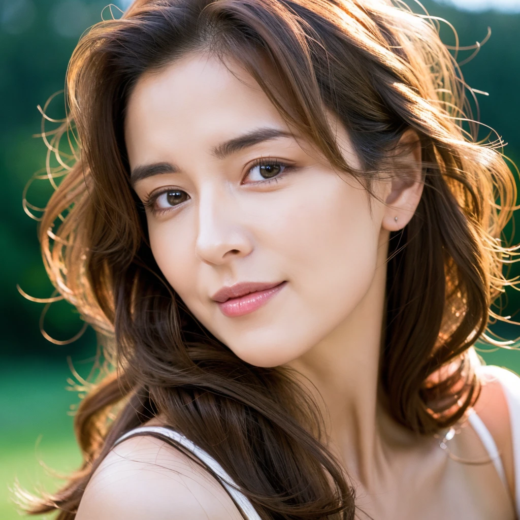 Beautiful mature woman with beautiful wavy long hair, Naughty Mature Woman, Ultra-high resolution,(Realistic:1.4), ((Highest quality)), ((masterpiece)), (be familiar with),