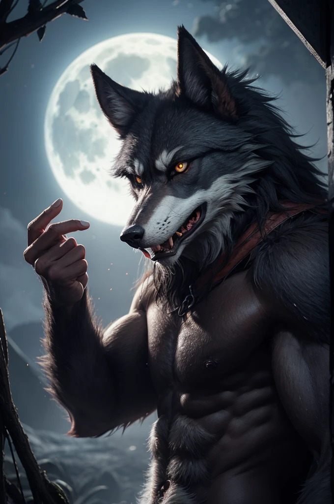 Werewolf showing the middle finger