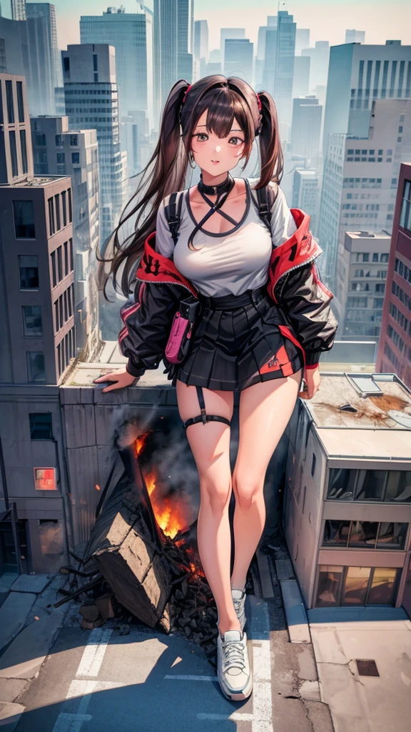 ((Destroyed city)) ((Burning)) ((Fire)) ((Explosion)) ((Black smoke)) ((Pile of rubble))
Masterpiece Unreal Engine Anime style Delicate drawing 4k 90's Giant Multiple girls Crowd School building City Giant high school girl standing in the valley of the school building Sailor suit Skirt Black hair Smile Female giant giant girl Whole body Destroyed skyscrapers Destroyed cars Crowd Unreal Engine, , a drawing of a , earrings, long hair, 1980s (style) Cute drawing, beautiful woman, analog s, whole body, sneakers