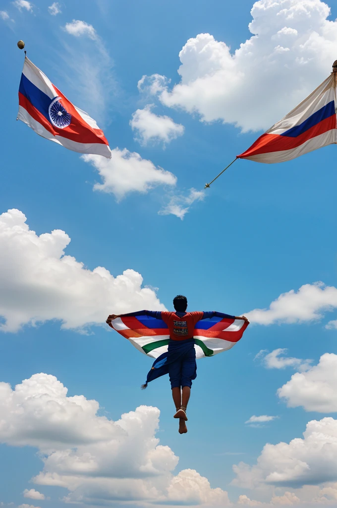 Tiranga wings and open sky , written name "Santosh Kumar"
