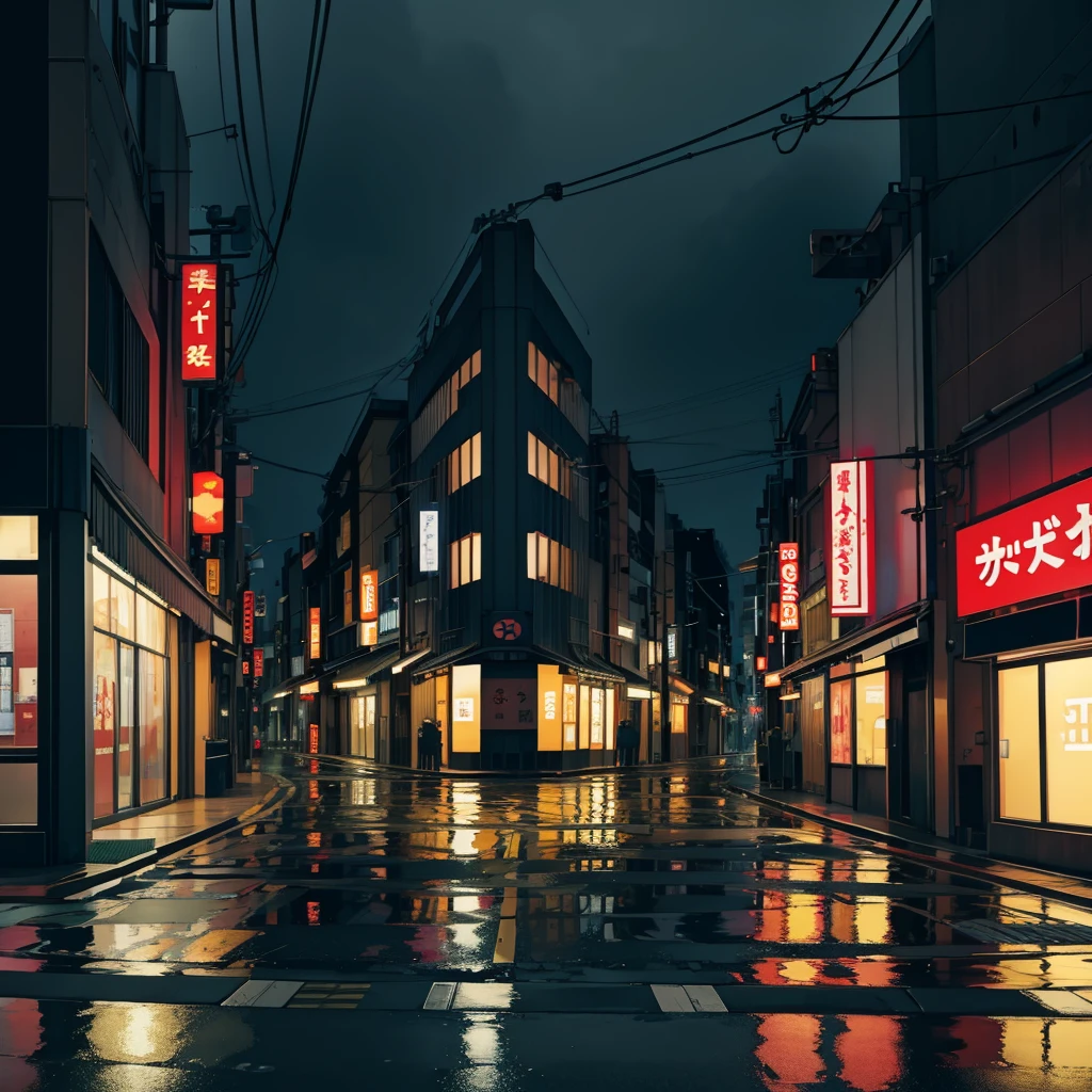 Background, tokyo street, empty, dark, rainy