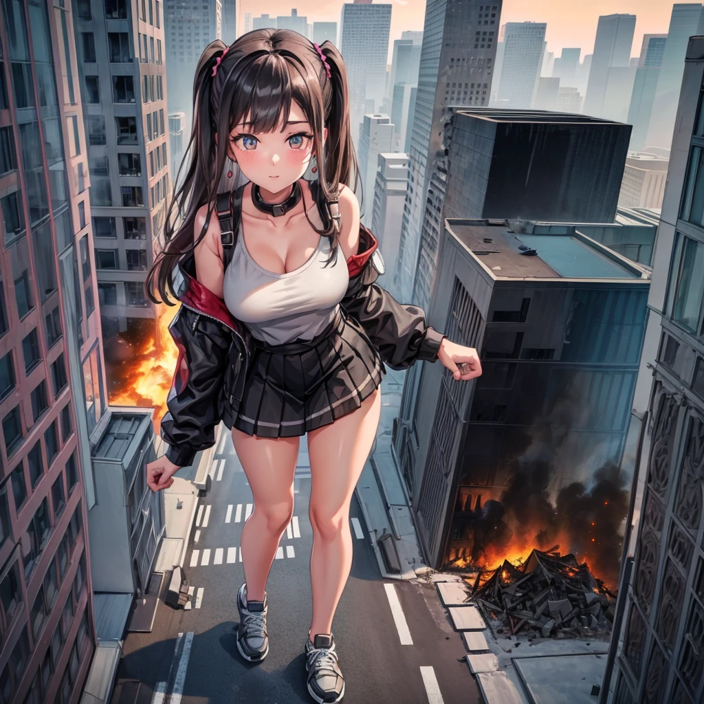 
((Destroyed city)) ((Burning)) ((Fire)) ((Explosion)) ((Black smoke)) ((Pile of rubble))
Masterpiece Unreal Engine Anime style Delicate drawing 4k 90's Giant Multiple girls Crowd School building City Giant high school girl standing in the valley of the school building  Sailor suit Skirt Black hair Smile Female giant giant girl Whole body Destroyed skyscrapers Destroyed cars Crowd Unreal Engine, cleavage, a drawing of a , earrings, long hair, 1980s (style) Cute drawing, beautiful woman, analog style, whole body, sneakers
