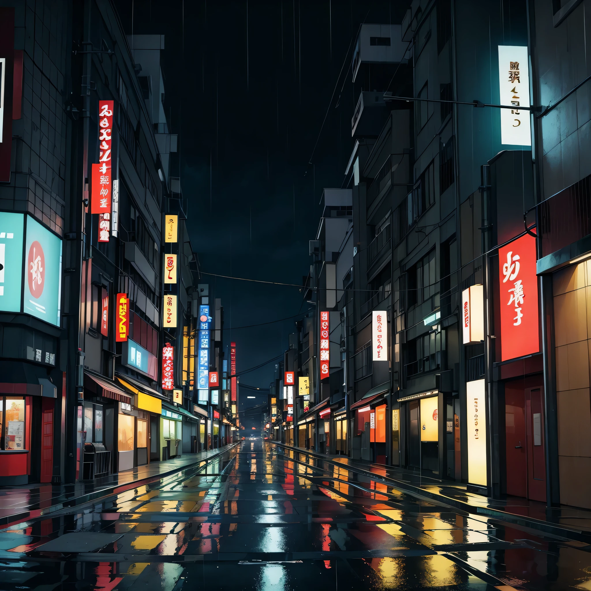 Background, tokyo street, empty, dark, rainy