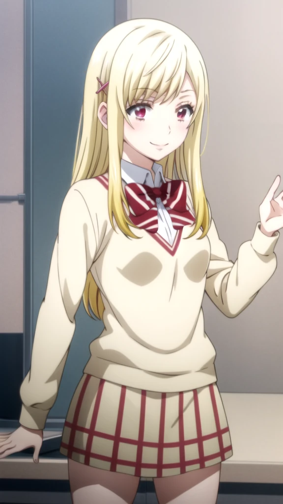 Chica anime yellow shirt and green skirt, Mejor Chica Animé, anime visual de una linda chica, hermosa chica de secundaria anime, attractive Chica anime, an Chica anime, cute Chica anime, estilo artístico anime moe, seductive Chica anime, (Chica anime), Chica anime with long hair, young Chica anime, Chica anime, pretty Chica anime (anime girl) Yamada mocking smile_yellow, 1chica , by rubio, alone, wide, hair ornament, , smile, bow, red eyes my dress darling anime, beautiful seductress anime anime
