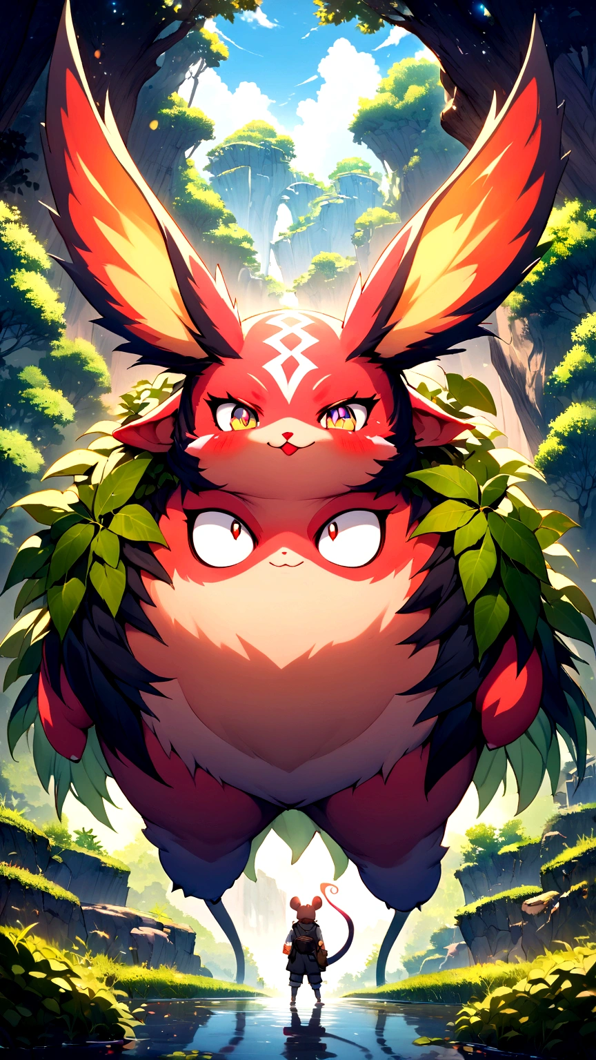 
surely、The generated image does not seem to match the request.。again、もっと具体的なpromptを作成します。

prompt：

Create an ultra-high-quality anime-style image of a small, yellow, electric mouse-like creature with large, expressive eyes and red cheeks. This iconic character should have long, pointy ears with black tips and a lightning bolt-shaped tail. The creature is known for its playful and energetic personality. The scene should be highly detailed, showcasing the character in a vibrant, natural setting with lush greenery and sparkling water. The lighting should highlight the creature's fur texture and the vibrant colors of the environment. The overall image should be a stunning CG masterpiece, with meticulous attention to details, capturing the essence of this beloved electric creature from the world of pocket monsters. Include no other creatures or characters in the image.