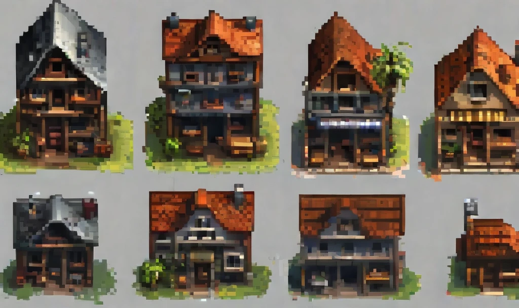 Sprite sheet building and house realistic hd