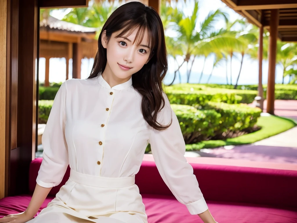 A live-action photo shoot of a very beautiful Japanese high school girl race queen highlighting her large breasts and beautiful legs at the entrance of a five-star resort hotel in Hawaii.、Wearing outfits prepared by top stylists, labia photos are taken、She is an eternal idol who combines a clean look with modern charm.。 She creates such beauty。 She feels her own warmth。 She creates a warm atmosphere。 We create beauty。 That&#39;s what I want to say。 In her full body photo、The figure features porcelain-like skin and golden hair that radiates a soft glow.。 This is probably、It captured the essence of her timeless charm.、This is the best shot ever.。 Each straight line and curve is carefully expressed.、Breathtakingly beautiful with impeccable detail。 This piece perfectly captures her timeless beauty.。 Divine Proportions、Sharp focus、Full-body photo taken by Kishin Shinoyama、high quality、High resolution、Detailed Background
