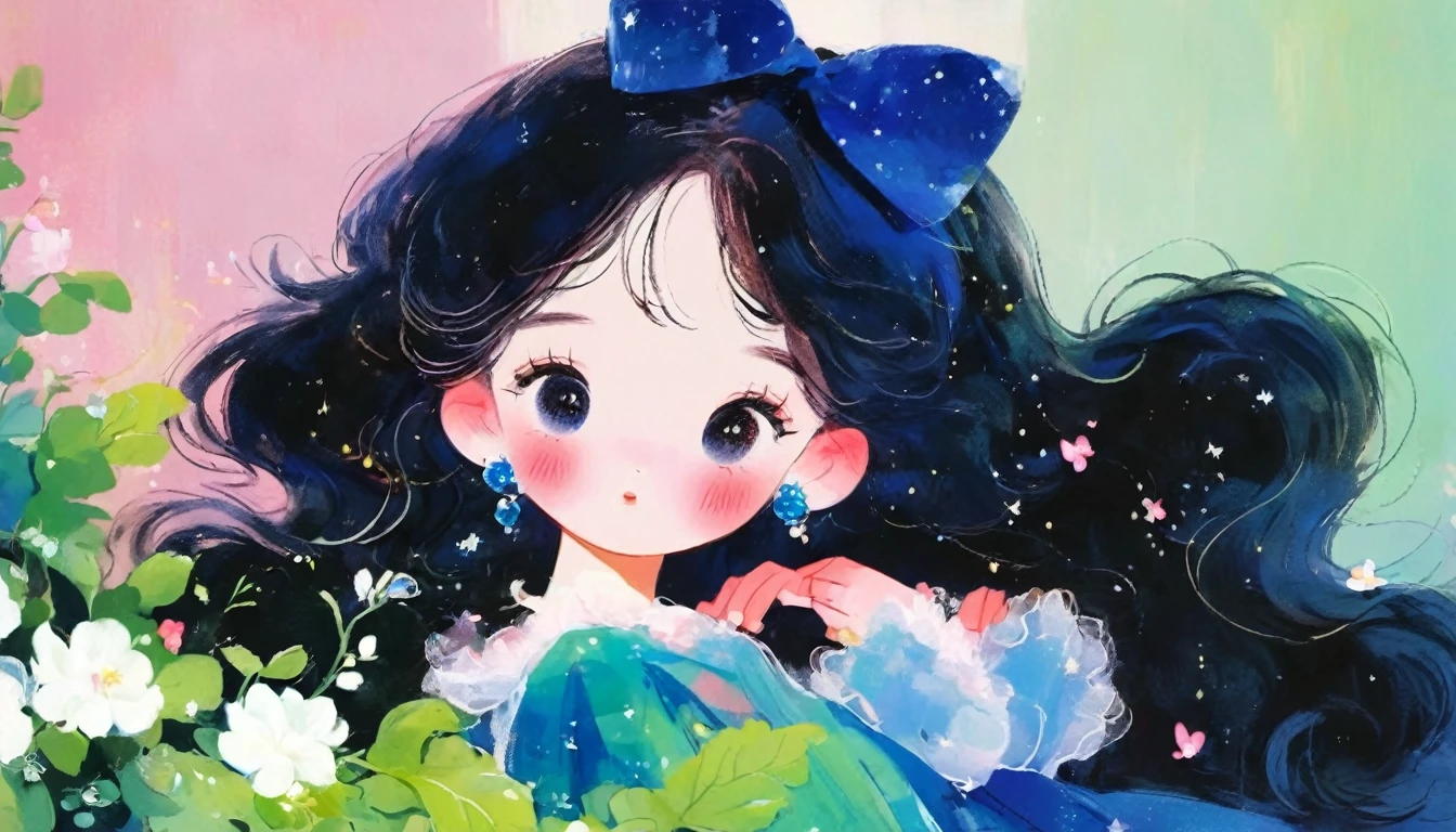 woman、cute、pink、Go to a party、hair is slightly curled、Long black hair、gem, grace, Wang family, high quality, Very detailed, masterpiece