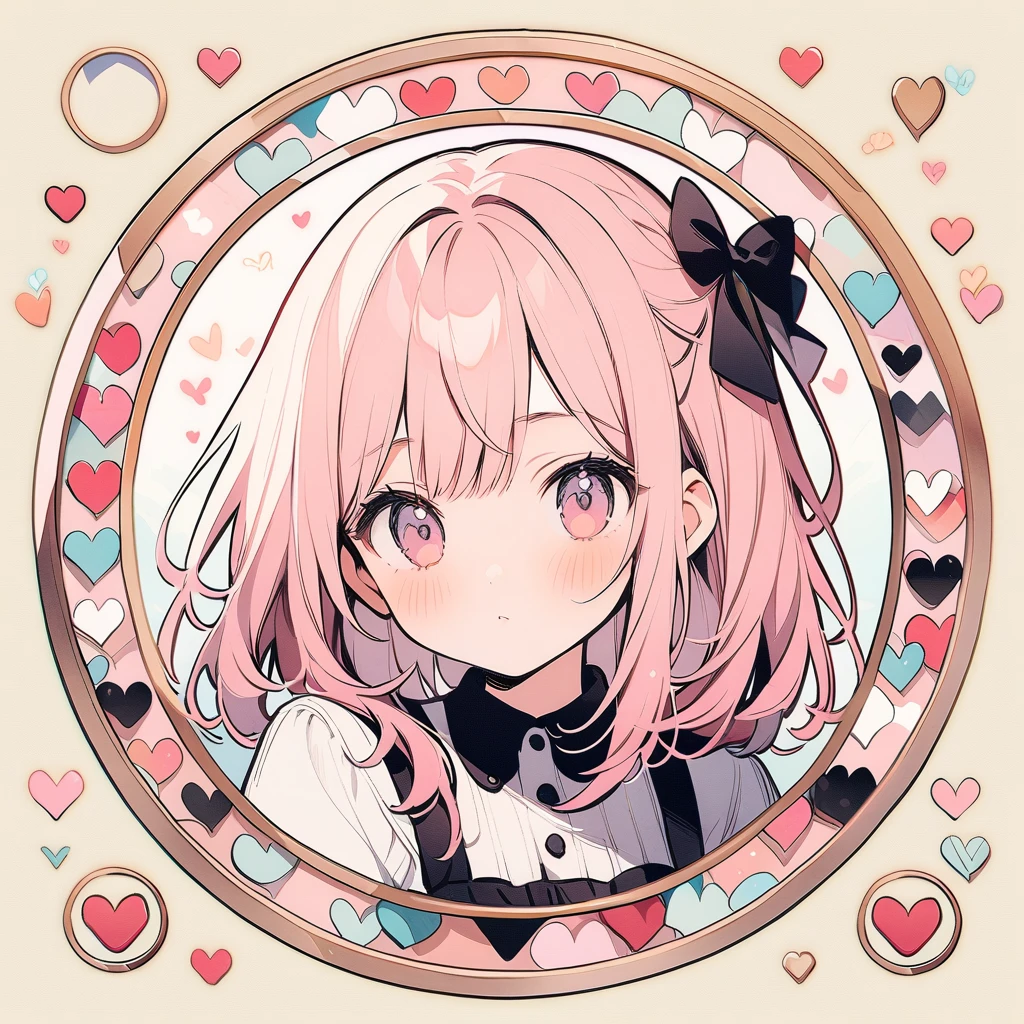 (circle frame1.7),1 woman,love,hearts,icon, circle frame,