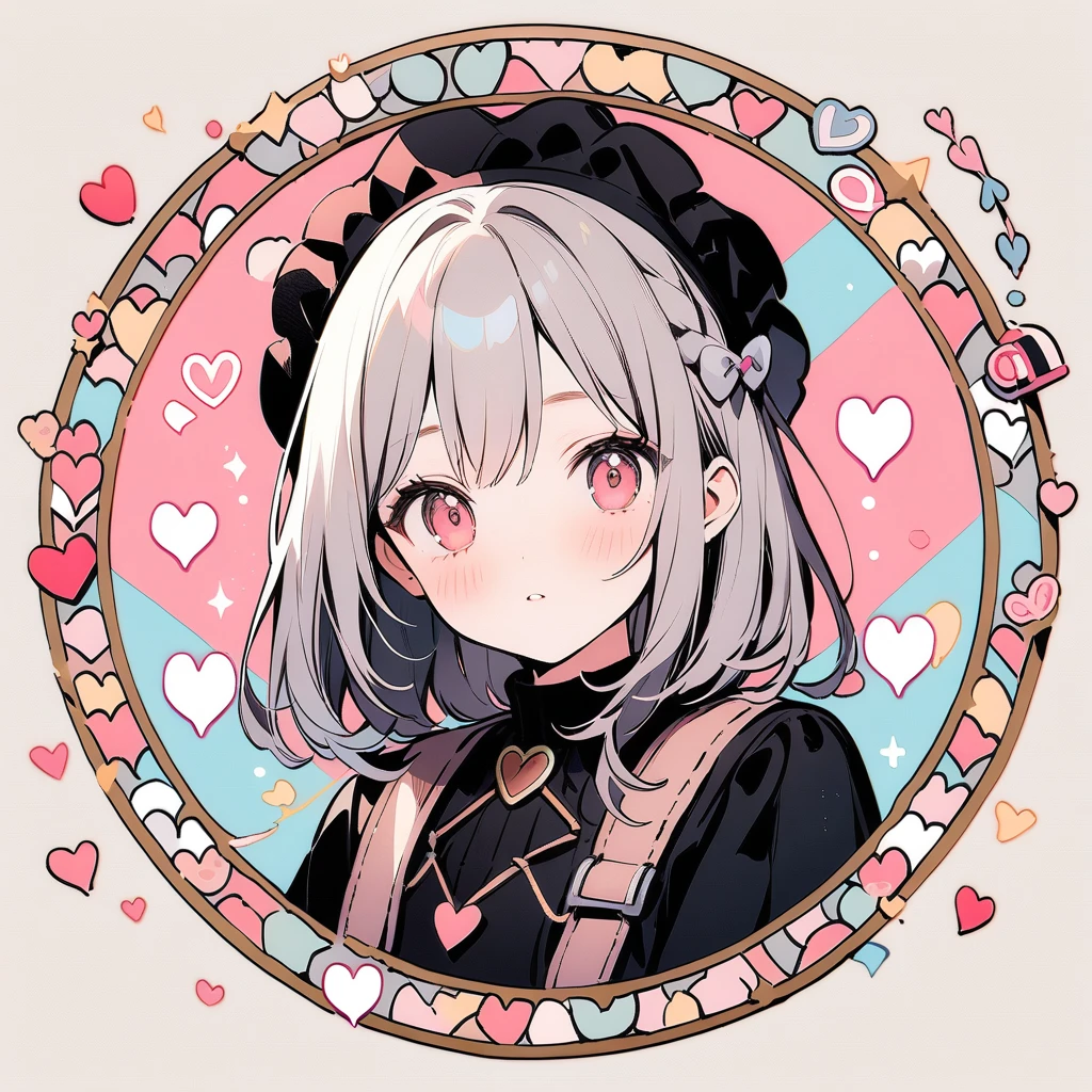 (circle frame1.7),1 woman,love,hearts,icon, circle frame,
