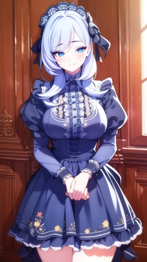 (best quality,ultra-detailed,realistic:1.37),1girl,empty eyes,beautiful detailed eyes,maid,smiling,extremely beautiful,long eyelashes,vivid colors,blushing,utsurome,tmasterpiece,High libido,Lots of color,busty wife,Tuck up your skirt、High-quality lace panties available、