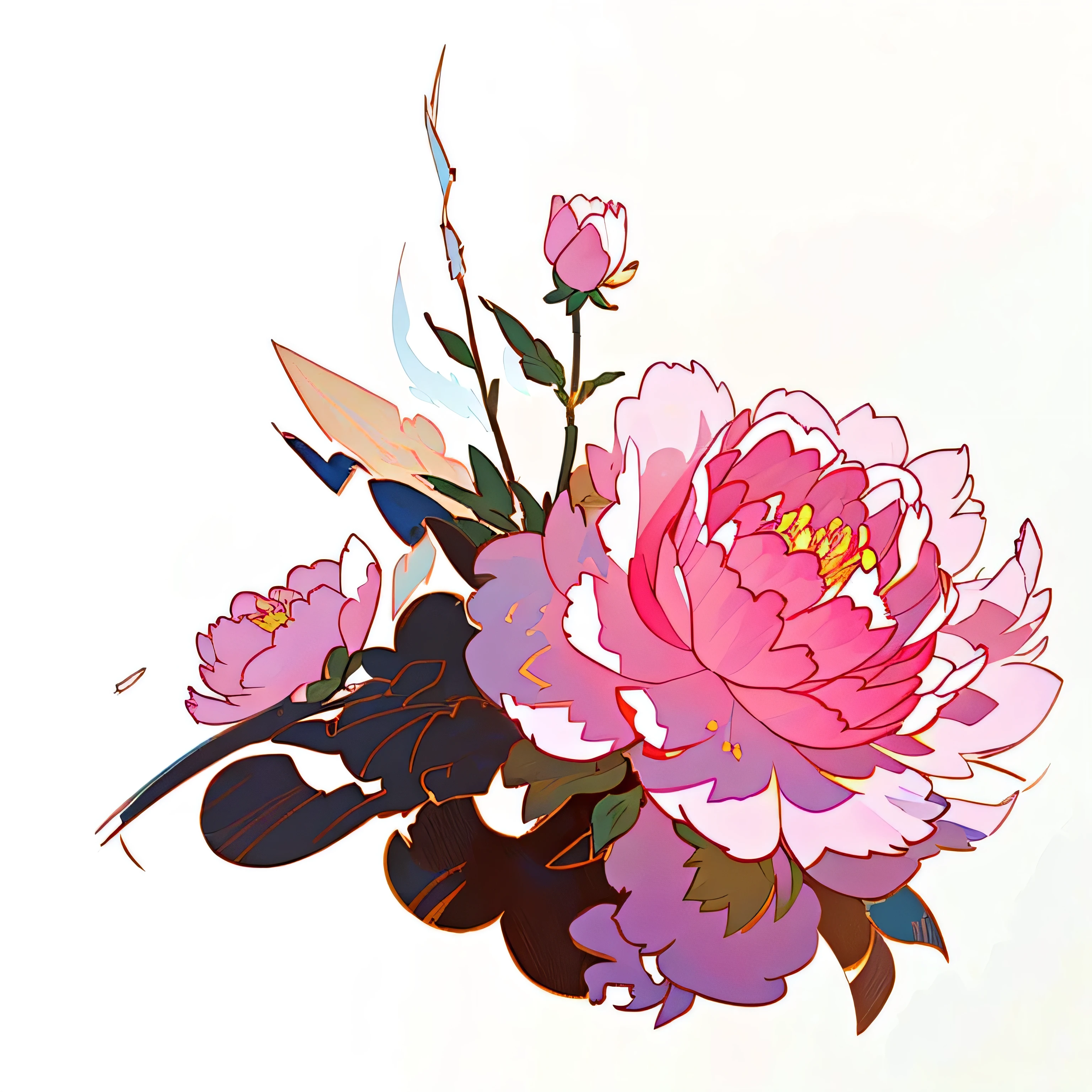 masterpiece, best quality, Local,Close shot,Peony,Commercial Illustration,Anime style,Light,Sunlight,Lighting,Light and Shadow,Sky,Clouds,(Extremely detailed CG unity 8k wallpaper), (best quality), (Best Illustration Award), (The best shadow), absurd, Realistic lighting, (abyss), Beautiful and delicate light,