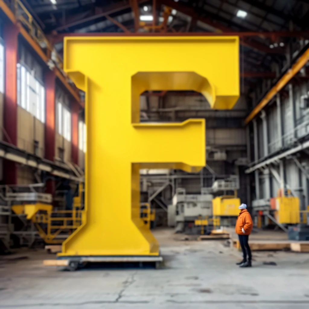 Araffe on a big building with a big letter E, stood in a Factory, in a Factory, inspired by Ferdynand Ruszczyc, shot on iPhone, film, Factory, snapchat photo, f/15, by Francesco Furini, Gutter, ffffound, instagram picture, Anton Fedeev, Framestore, chic