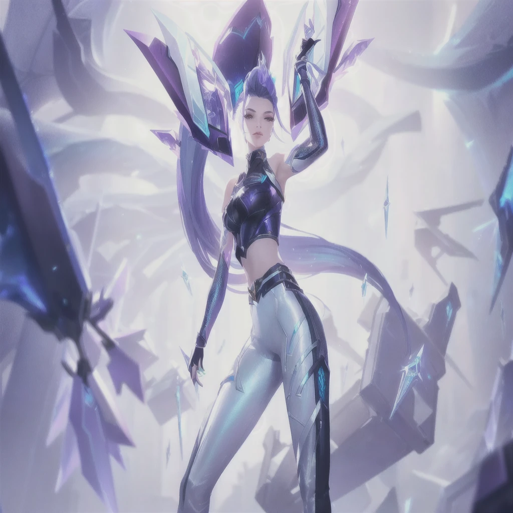 a close up of a woman in a futuristic outfit holding a sword, irelia, kda, Irelia de League of Legends, Ross Draws 2. 5, Ross Draws 2. 0, Ross Draws 1. 0, style artegerm, crystalline skin, :: rossdraws, League of Legends character art, model iG | artegerm