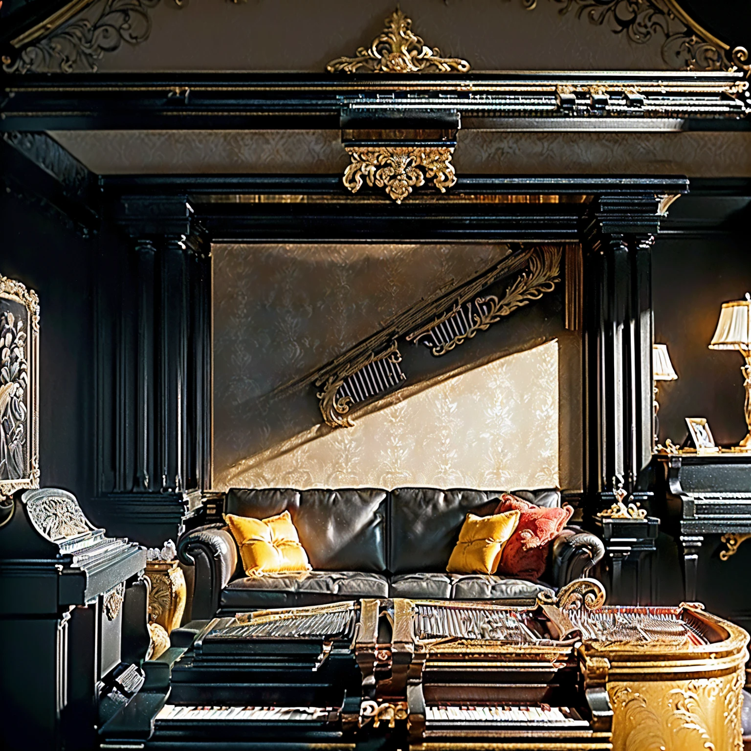 ((Nobody) A highly detailed, extremely realistic, and photorealistic portrait of a beautiful room hyper realistic photography in very high quality. FUHD+. Perfect photo. (((Perfect elements and identical the upload image):1.4. Realistic photography:1.3, . ((( Living room with sofa and a beautiful elegant black grand piano)):1.5. Photography. best quality photography . Perfect room. , (wallpaper), conceptual art to hyper realistic image, intricate details, highly detailed, ((cinematic:1.4)), dramatic, (extremely-high-quality:1.6, Granted, masterpiece:1.5), (very-photorealistic:1.5 ), realistic photo, Nikon, natural light, 8k, high definition, processing:1.4, popular on CGStation, HDR 2160, High quality, 16k, 8K, only-male:1.5, captured with a Nikon camera using a 50mm lens, natural light, and high-quality post-processing in Adobe Lightroom and other photography software. The image is of the highest quality, with an 8K resolution and maximum detailing