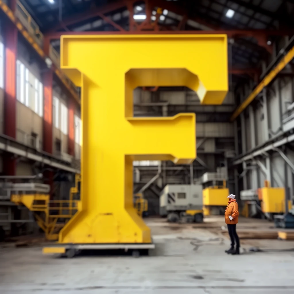 Araffe on a big building with a big letter E, stood in a Factory, in a Factory, inspired by Ferdynand Ruszczyc, shot on iPhone, film, Factory, snapchat photo, f/15, by Francesco Furini, Gutter, ffffound, instagram picture, Anton Fedeev, Framestore, chic