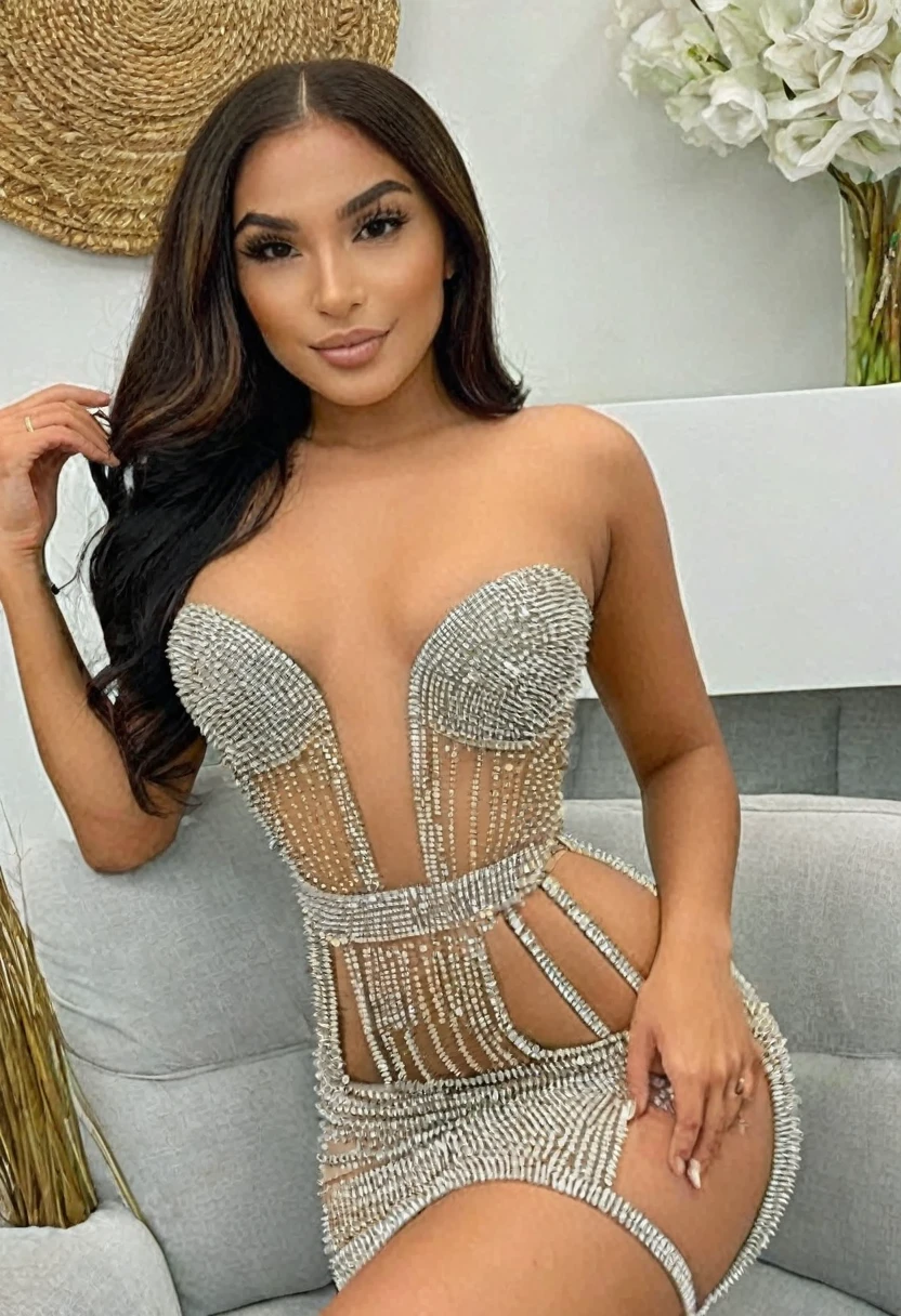 ((Best high quality:1.2)), work of art, (8k), extremely detailed, ((High detail:1.2)), (HotLexi woman), Solo, ((24 years old pretty perfect south brazilian female:1.4)), (tight and short dress),