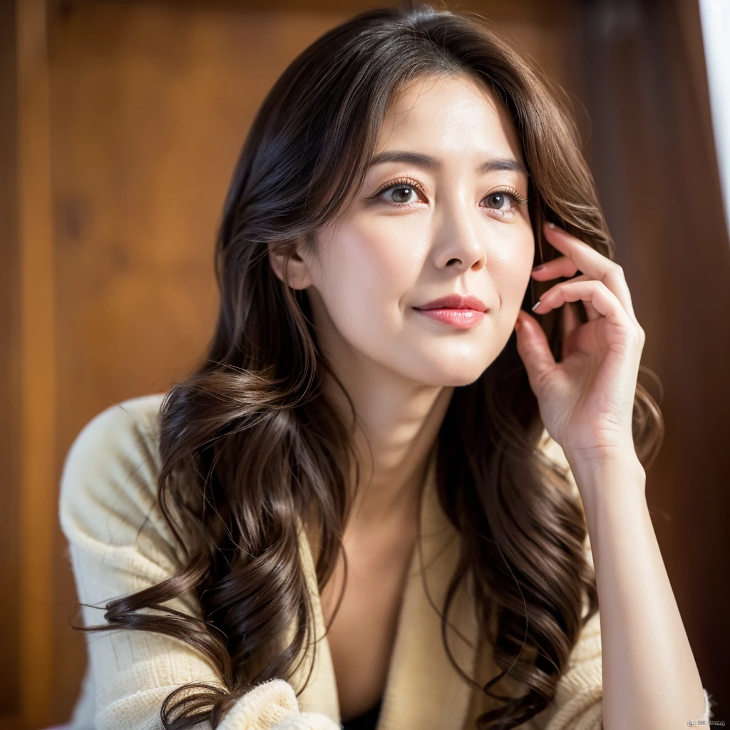 Beautiful mature woman with beautiful wavy long hair, Naughty Mature Woman, Ultra-high resolution,(Realistic:1.4), ((Highest quality)), ((masterpiece)), (be familiar with),