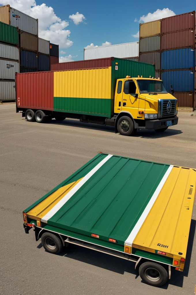 Create a Lugo from a cargo truck, a cartoon with a background of clear colors in which a text that says national links MG stands out