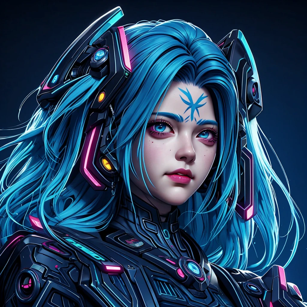 there is a woman with blue hair and a jacket, hyper-realistic cyberpunk style, realistic art style, Retrato ciberpunk, 🤤 portrait of , cyberpunk artstyle, cyberpunk anime digital art, Retrato de RossDraws, garota cyberpunk sonhadora, the cyberpunk portrait of , portrait of cg society, cyberpunk style , hyper realist, realism art style, photorealistic art style, rossdraws pastel vibrante, smiling, long hair