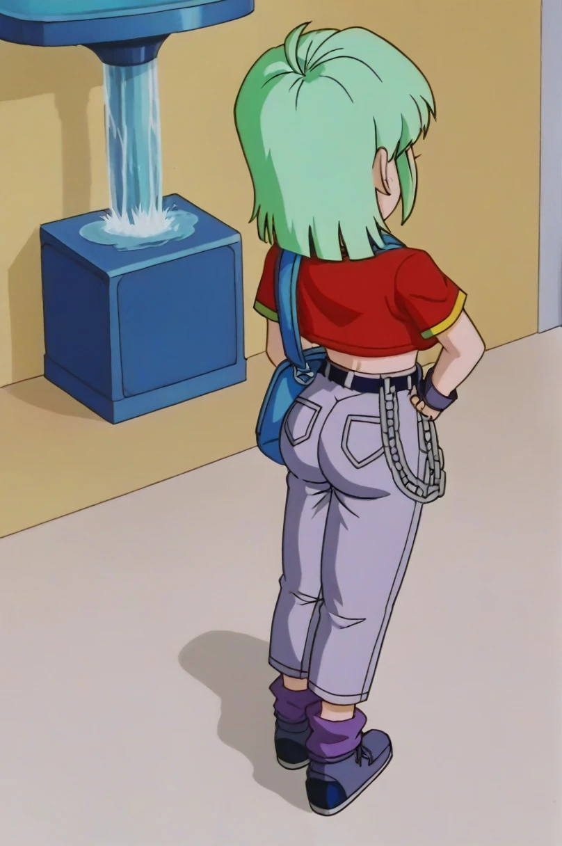 fountain_cheered up, score_9, score_8_above, score_7_above, cheered up screencap,8k, absurd resolution,
Pan \(Dragon Ball\), 1 girl, Alone, looking at the viewer, short hair, hits, black fur, session, whole body, black eyes, chain, crossed arms, crossed legs, denim, orange scarf, retro artStyle, female , grey Pants, Waist bag, purple tights, Shoe soles, v shaped eyebrows, from below, rock, diaphragm, clavicle, 1990s \(Style\),showing buttocks, sexy body, naked, medium breasts, mostrando medium breasts, scanty clothes, light, naked, NSFW, NSFWart, whole body detallado, standing