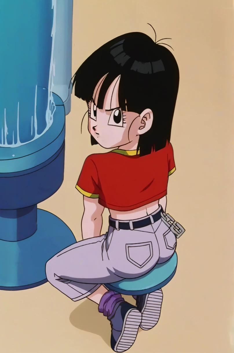fountain_cheered up, score_9, score_8_above, score_7_above, cheered up screencap,8k, absurd resolution,
Pan \(Dragon Ball\), 1 girl, Alone, looking at the viewer, short hair, hits, black fur, session, whole body, black eyes, chain, crossed arms, crossed legs, denim, orange scarf, retro artStyle, female , grey Pants, Waist bag, purple tights, Shoe soles, v shaped eyebrows, from below, rock, diaphragm, clavicle, 1990s \(Style\),showing buttocks, sexy body, naked, medium breasts, mostrando medium breasts, scanty clothes, light, naked, NSFW, NSFWart, whole body detallado, standing