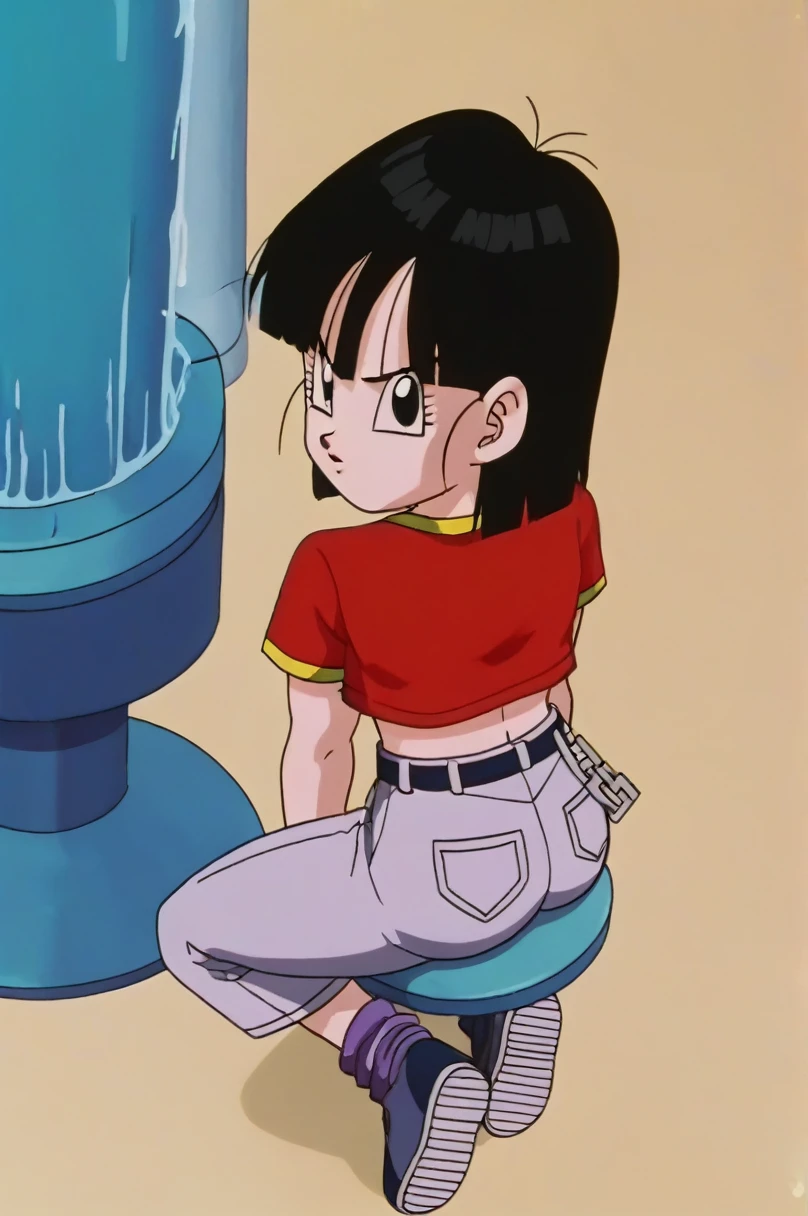 fountain_cheered up, score_9, score_8_above, score_7_above, cheered up screencap,8k, absurd resolution,
Pan \(Dragon Ball\), 1 girl, Alone, looking at the viewer, short hair, hits, black fur, session, whole body, black eyes, chain, crossed arms, crossed legs, denim, orange scarf, retro artStyle, female , grey Pants, Waist bag, purple tights, Shoe soles, v shaped eyebrows, from below, rock, diaphragm, clavicle, 1990s \(Style\),showing buttocks, sexy body, naked, medium breasts, mostrando medium breasts, scanty clothes, light, naked, NSFW, NSFWart, whole body detallado, standing
