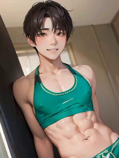 good looking Abdominal muscles High school boys penis brown Slender Tight body Medium Hair Cute smile