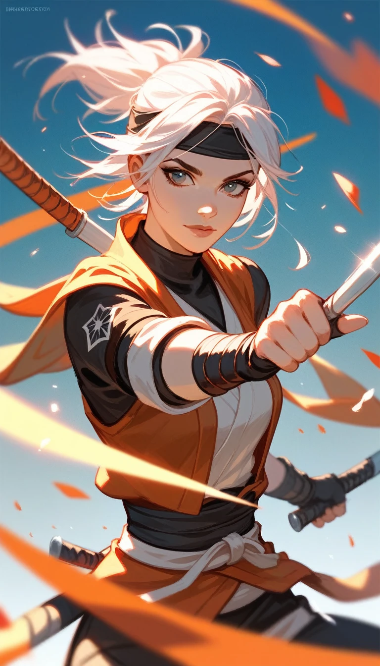 (Fraction_9,Fraction_8_Direction_7_up),1 a woman,（（（bust）））, A beautiful assassin，Samurai look，Rogue，Assassin&#39;s Creed，Show your thighs，Green Hair，Eye，There is a flying knife on the waist，Dagger in hand，Masked，Black veil，Sharp eyes，Norse mythology costumes，No background，