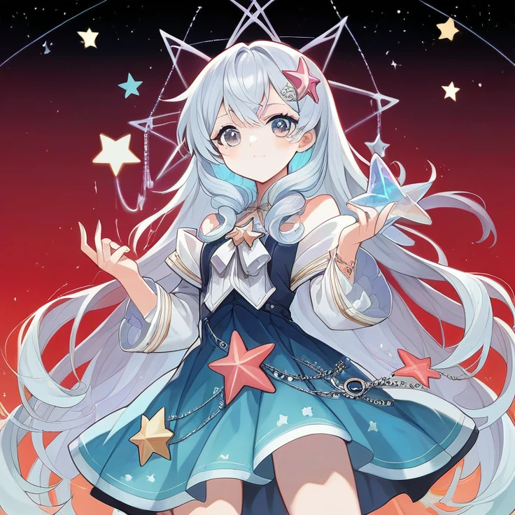 a cartoon picture of a kid all stars character in a red background, official art, official artwork, kpop star, promo art, full art, official fanart, 4k!, kaiju starfish, key anime art, kda, lots of stars, promotional art, official illustration, official character art, cushart kenz, star platinum, high quality fanart