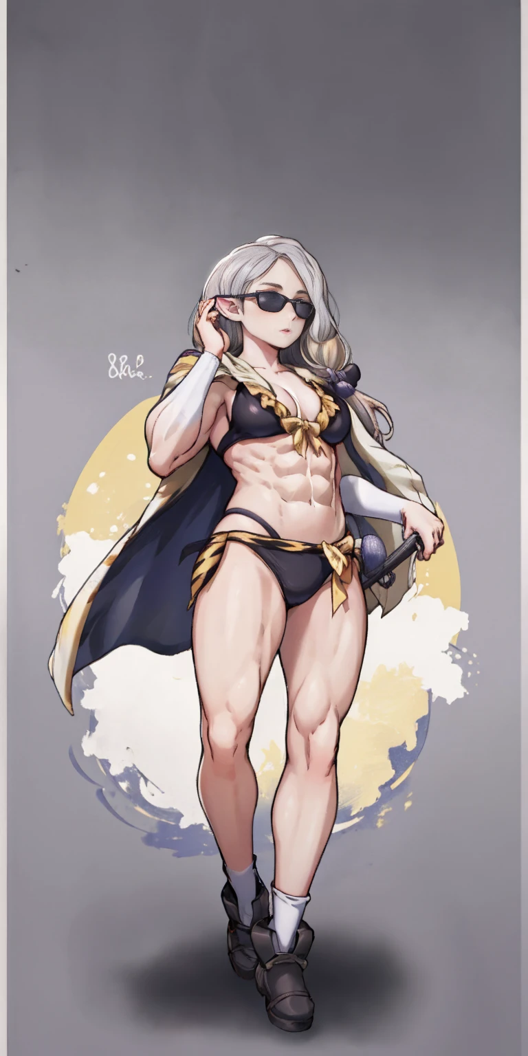 Subject:
1 Solo Female Drow Elf
Physical Description:
Purple Skin
Long White Hair
Strong Body with Abs
Shiny Skin (Ultra Quality)
Attire:
Yellow Tiger Bikini (underneath)
Red Cape (flowing)
Pose:
Standing Pose
Background:
Cinematic Street Scene (Atmospheric, 8K)
Additional Notes:
Red sunglasses