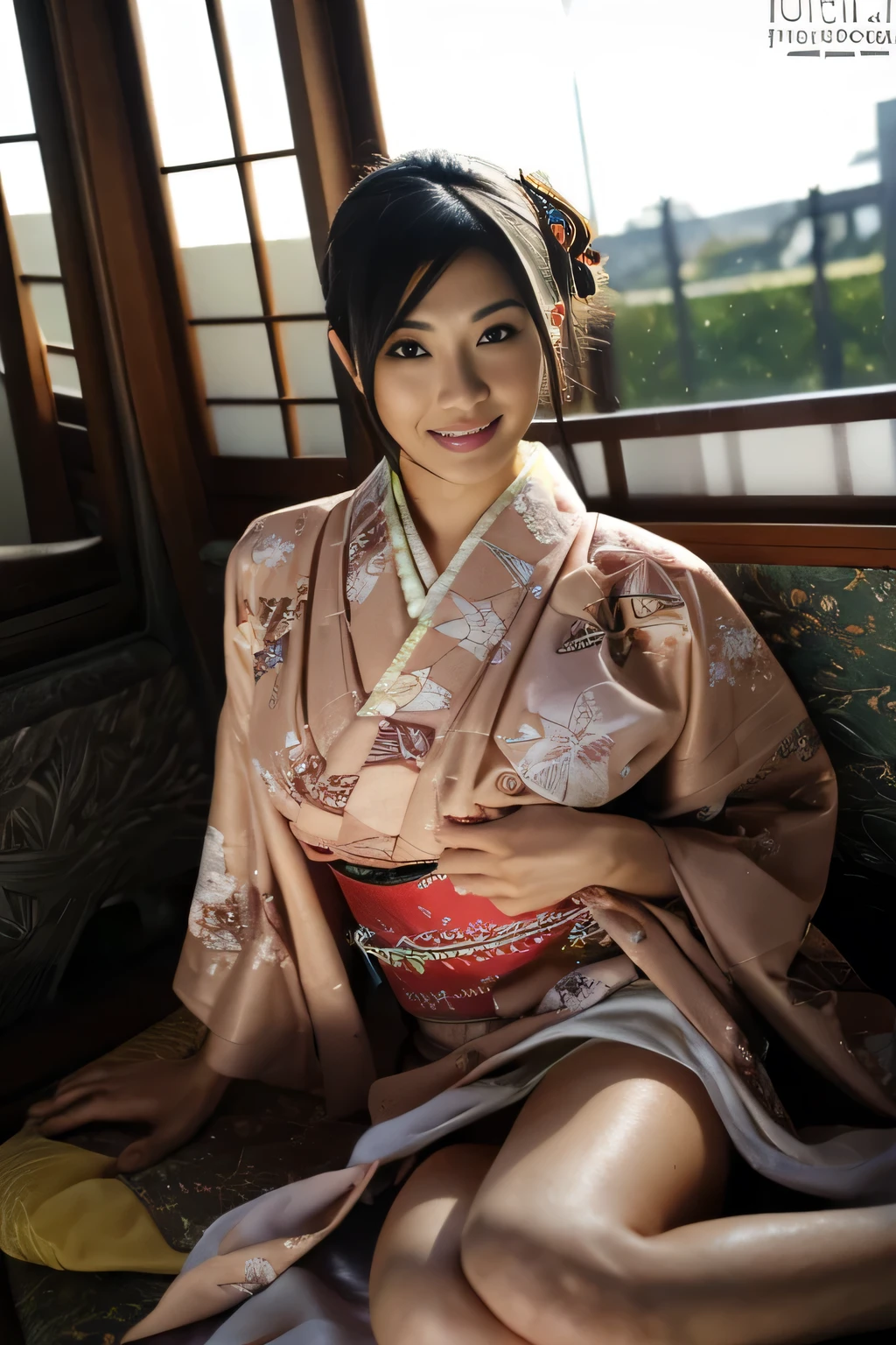 masterpiece, best quality, ultra quality, high quality, realistic, photo realistic, warm lighting,natural lighting,cinematic lighting,RAW photo, hyper detailed, intricate detailed, perfect anatomy, Fujifilm XT3,(cowboy shot),1 woman, Japanese beautiful woman,face,black long straight hair,
(yukata,japanese clothes,obi, sash, floral print, obijime),(large breasts:1.2),(slender body:1.2),sweaty, closed mouth, tan skin,sunburn tanline,smile,black eyes,looking at viewer,(beach),(sunset),