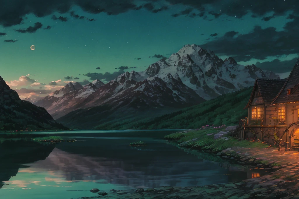 masterpiece, best quality, high quality, Extremely detailed CG Unity 8K wallpaper, landscapes, perfect reflection, stunning water surfaces. outdoor, Sky, cloud, dusk, no humans, castle, Gothic, Mountain, landscape, water, trees, blood moon, waterfall, cliff, nature, lake, river, cloudy Sky, Detail enhancement, Detail enhancement, no defects. Award-winning photography, Bokeh, depth of field, high dynamic range, bloom, Color difference, photorealism, Very detailed, complex, high detail, dramatic, Castlevania,