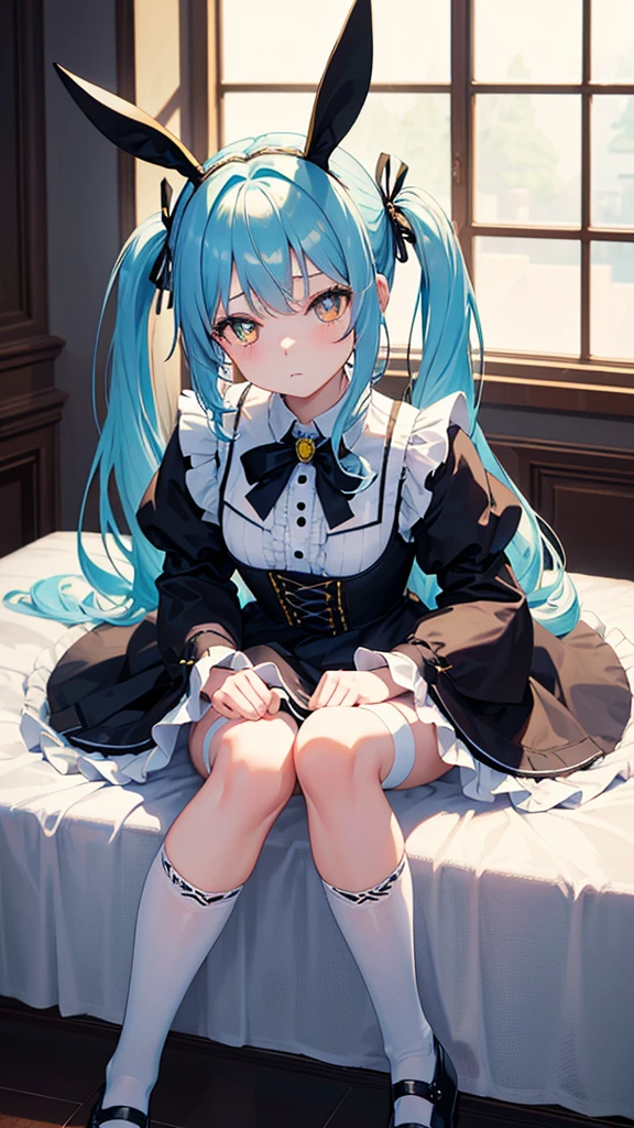 anime girl with blue hair and blue eyes laying on a bed, from touhou, An anime cover, touhou project, touhou project official artwork, Touhou, touhou character, comic cover, Official artwork, comic cover art, Loli, shikishi, japanese shoujo manga, Full color comic book cover, Floor plan about the《Ishida art manga》, Pisif